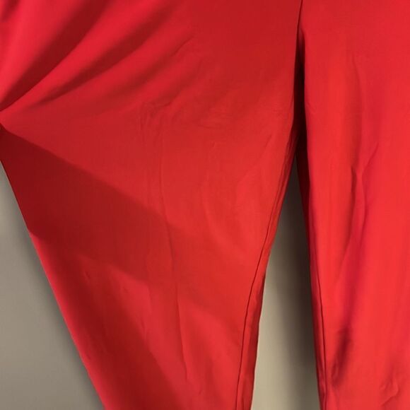 Bebe Red V-Neck Sleeveless Ruffled Wide Leg Back Zip-Up Jumpsuit- Size 6 - Picture 8 of 16